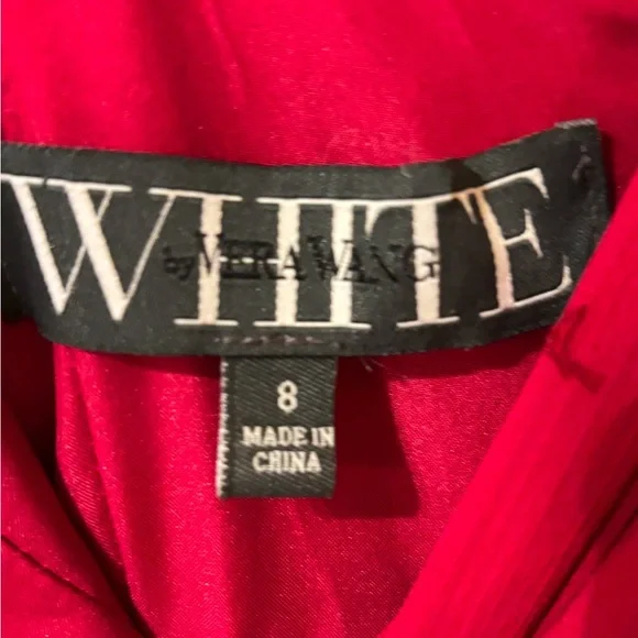 WHITE BY VERA WANG Womens Dress Chiffon Gown Size 8 Red Ruffles Wrap Bust Belted - Picture 13 of 13